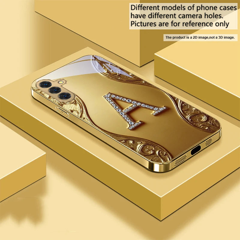 Golden crystal diamond phone case from Corporación Turística, featuring sparkling embellishments and a sleek design.