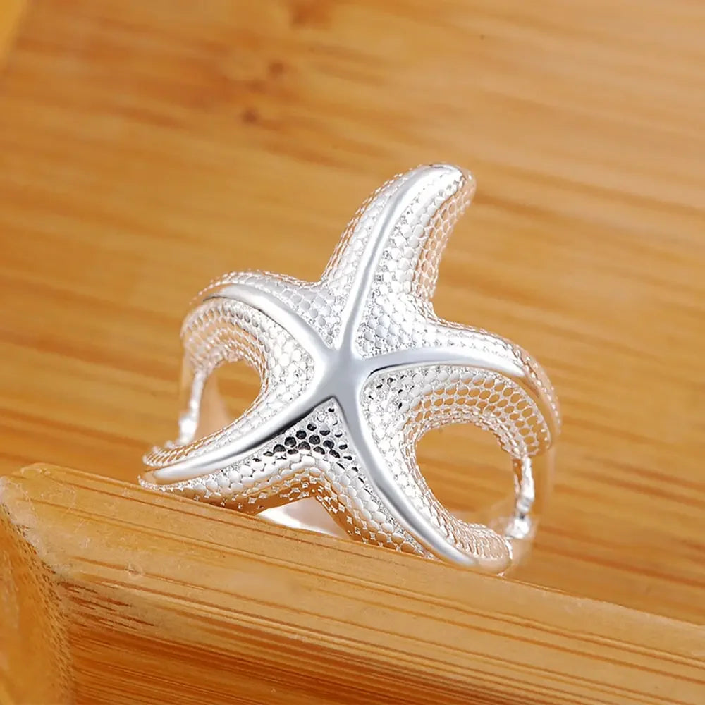 Anillos de estrella de mar grandes finos de Plata de Ley ...