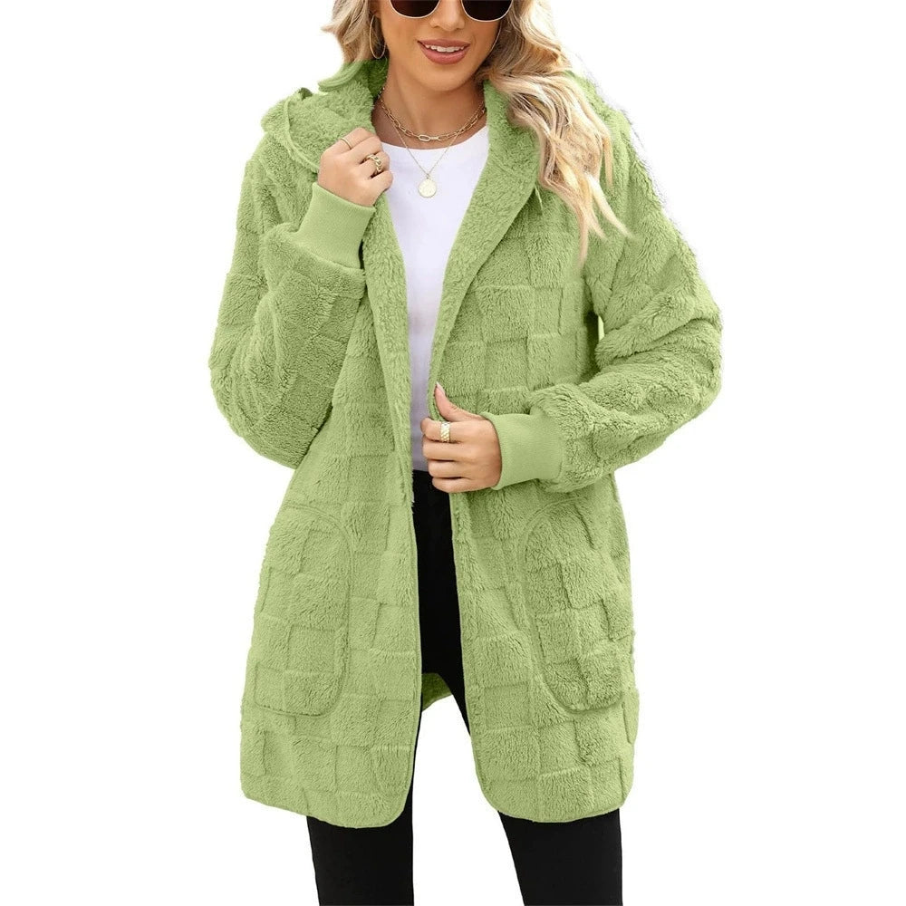 Chaqueta de terciopelo con capucha para mujer, estilo cár...