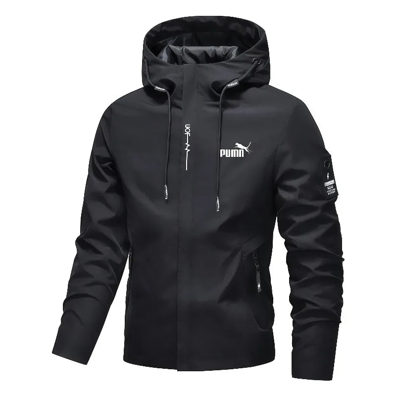 Chaqueta Cortavientos Hombre Capucha Ligera Impermeable Talla S-3XL - Corporación Turística