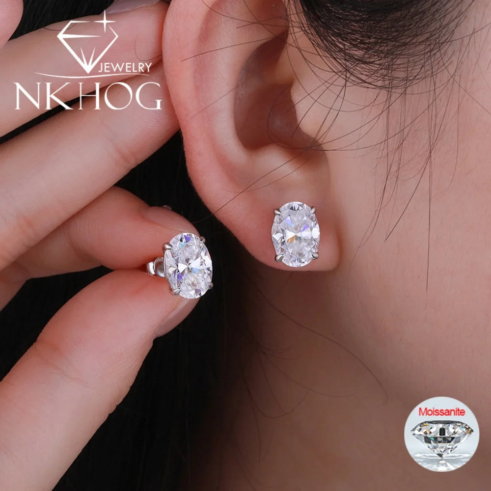 NKHOG-pendientes ovalados de moissanita de 1-4CT, pendien...