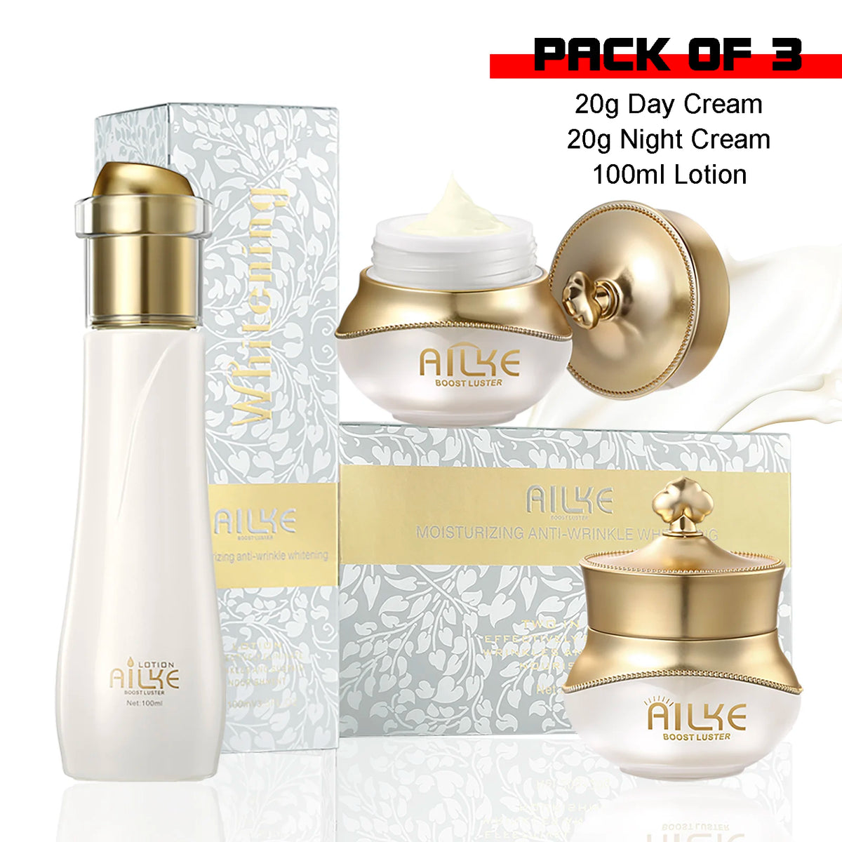Crema Facial AILKE Antiarrugas y Blanqueadora, con Coláge...