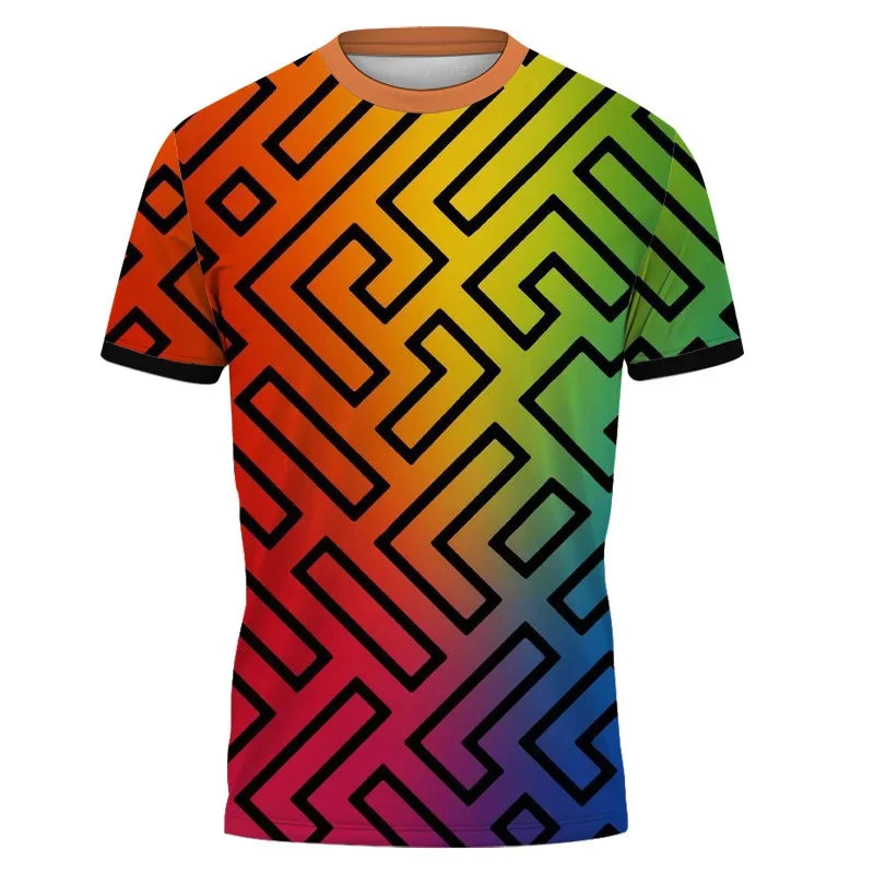Camiseta 3D Rayas Bloqueadas: Estilo Verano Unisex Deportivo