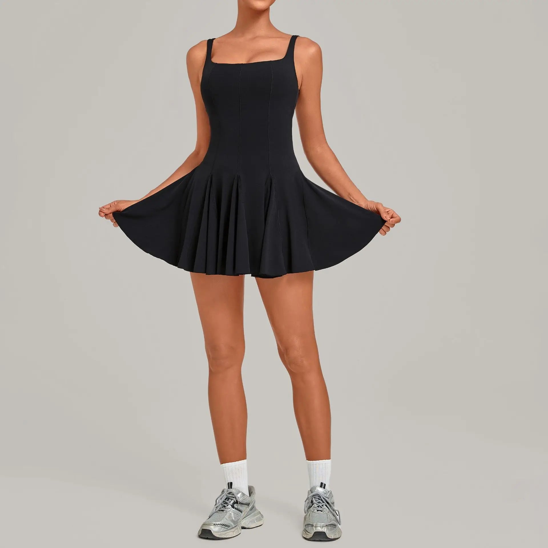 Vestido corto de tenis sin mangas y sin espalda con bolsi...