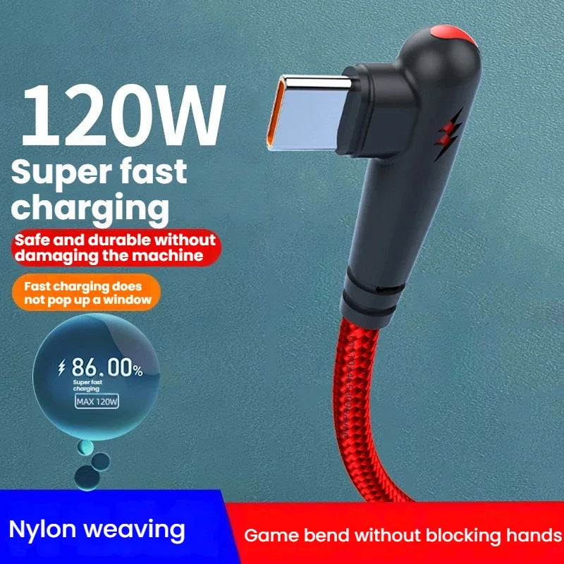 HOMEFISH Cable USB-C 120W 90° Carga Rápida Datos Alta Velocidad - Corporación Turística