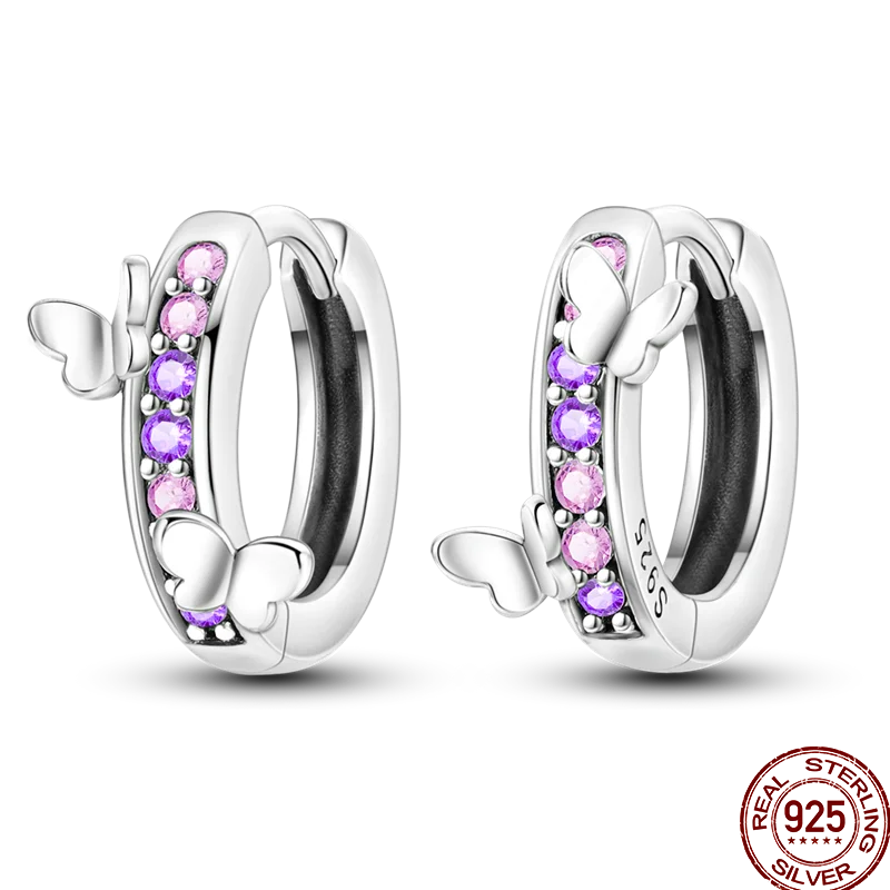 Pendientes Plata de Ley 925 coloridos pendientes de circó...