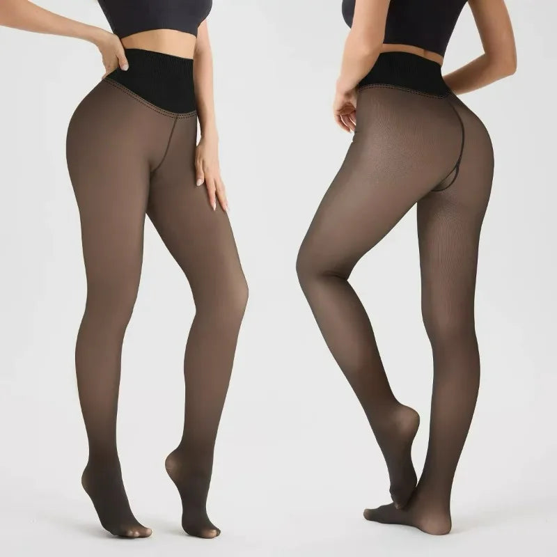 Warm pantyhose with shaping effect on glutes, by Corporación Turística, shown in a close-up image highlighting the fit and texture.