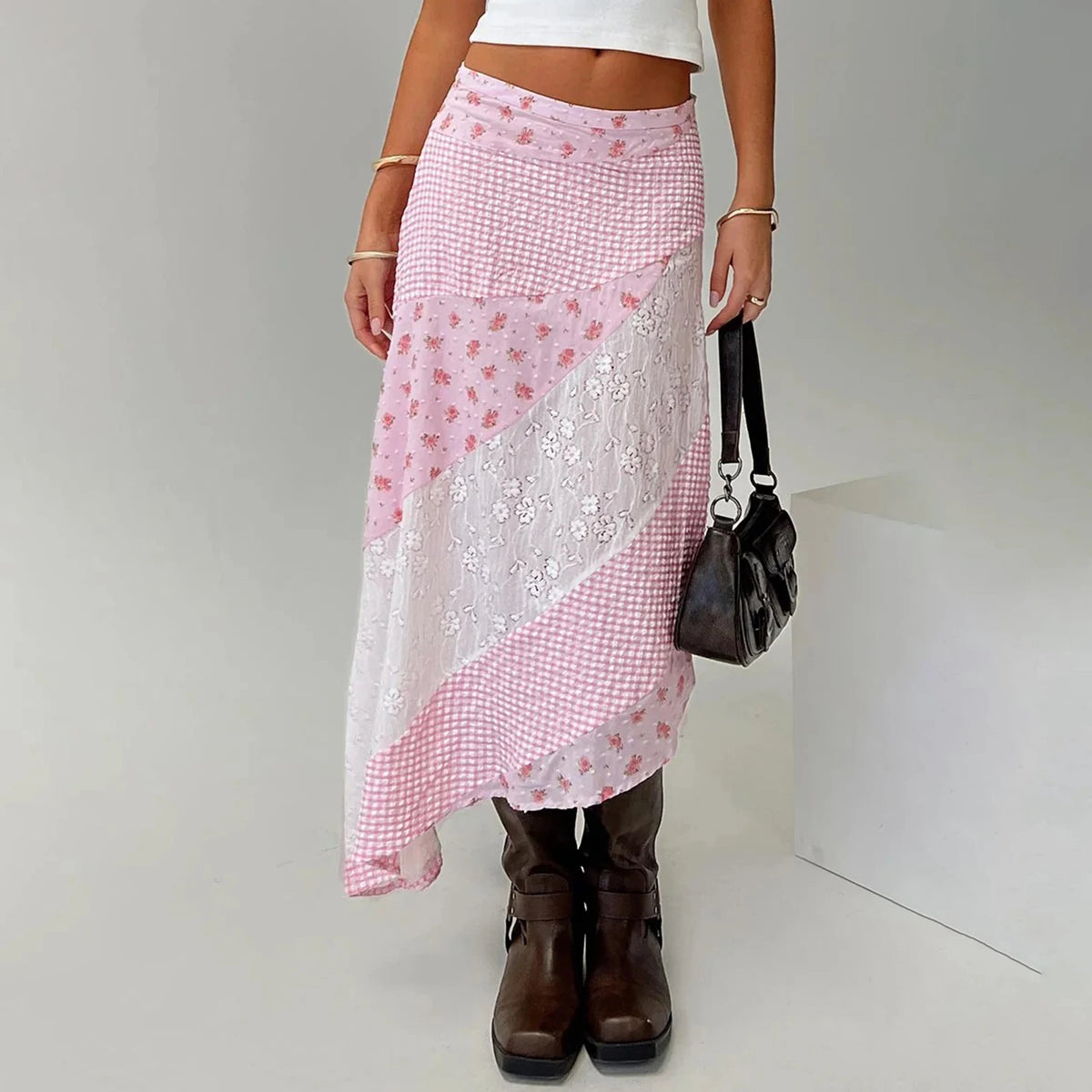 Nueva falda Midi fluida de encaje Irregular para mujer, f...