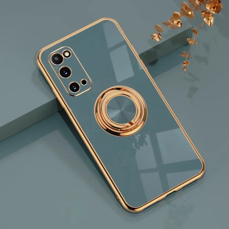 Silicone gold-plated phone case for Samsung Galaxy S22 S23 S24, showing a shiny, smooth surface and precise cutouts.