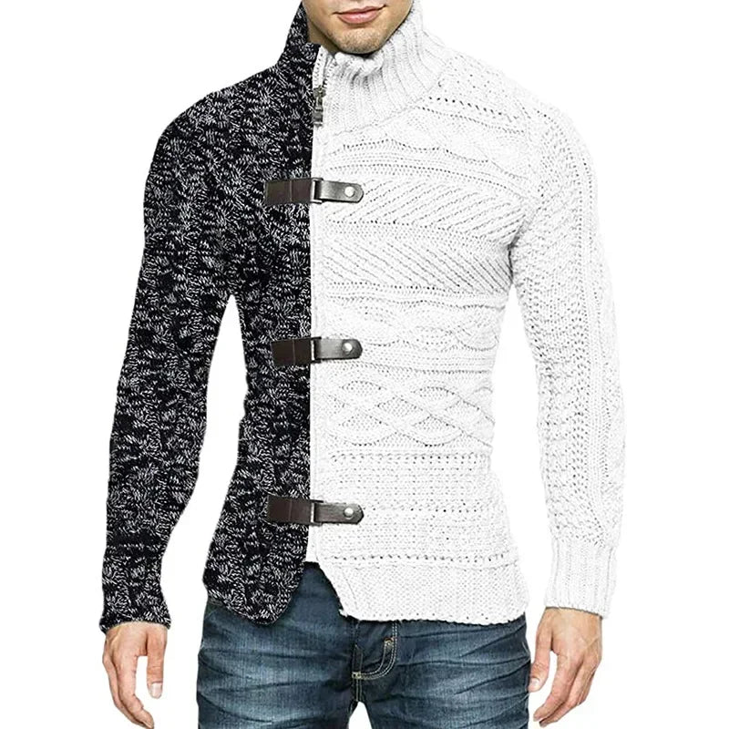 Abrigo de chándal de cuello alto para hombre, cárdigan in...