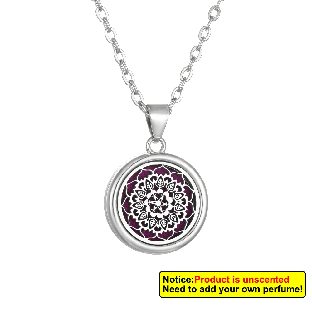Nueva flor árbol de la vida aromaterapia difusor collar A...