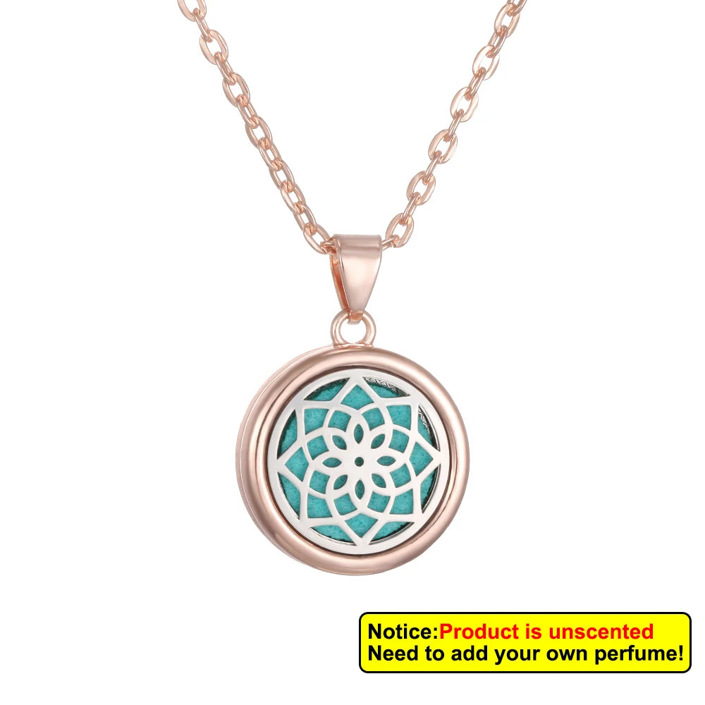 Nueva flor árbol de la vida aromaterapia difusor collar A...