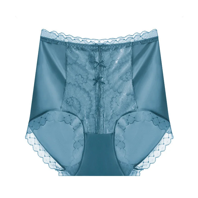 High-waisted lace panties for women featuring elastic material, stylish and comfortable underwear from Corporación Turística.