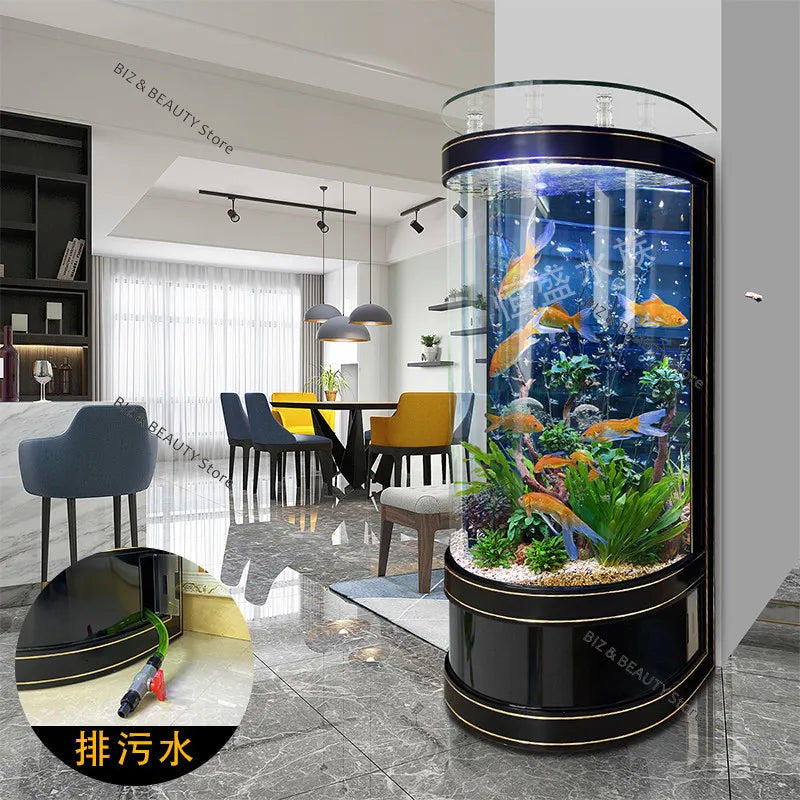 Acuario Semicircular Grande OAKCIA Autolimpieza | Pecera Moderna