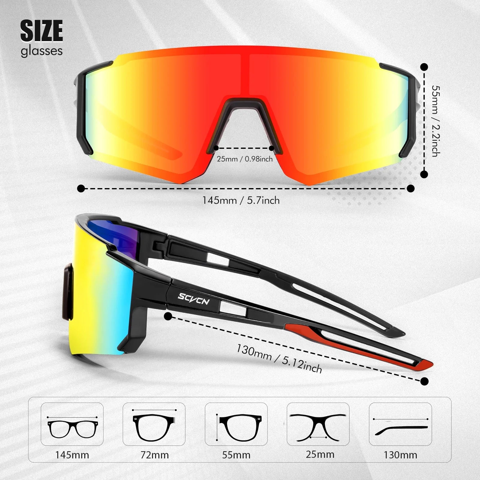 Gafas de Sol Deportivas SCVCN para Hombre y Mujer, Lentes de Ciclismo, Montañismo, Esquí y Actividades al Aire Libre con Protección UV400
