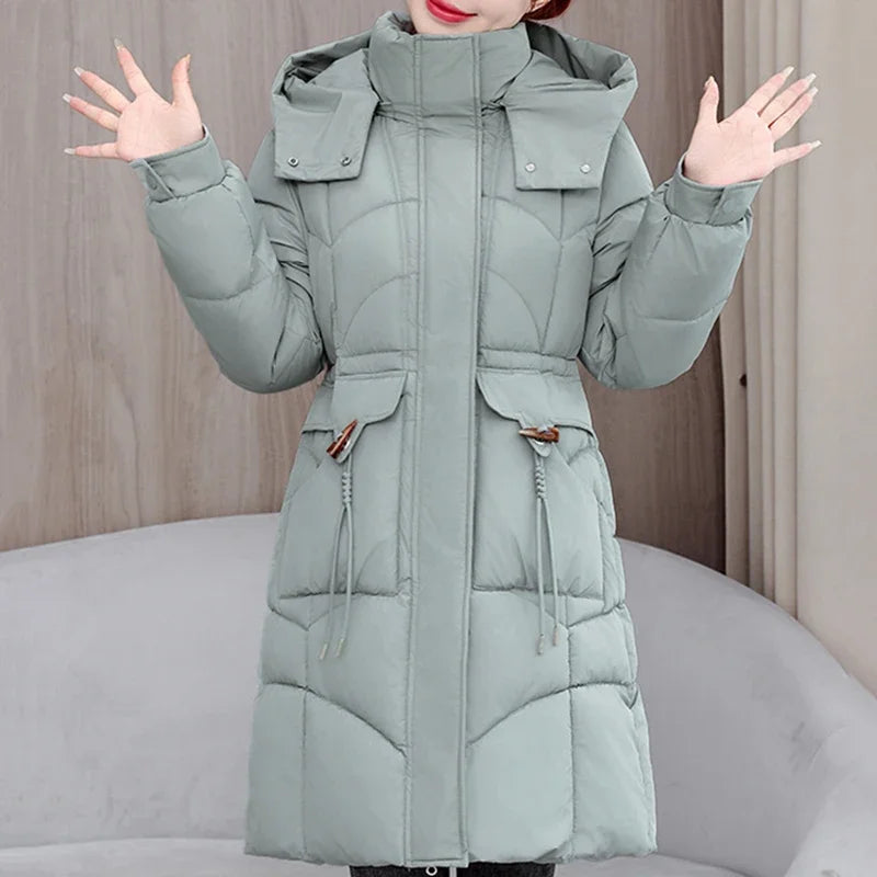 Parkas con capucha para mujer, abrigo de longitud media, ...