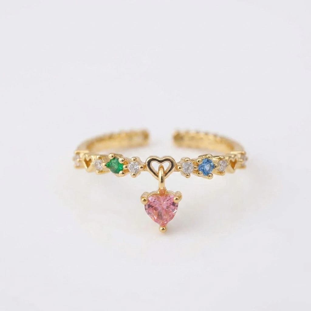 Anillo Flor Circon Colorido Ajustable Mujer Moda Vintage Regalo Joyería