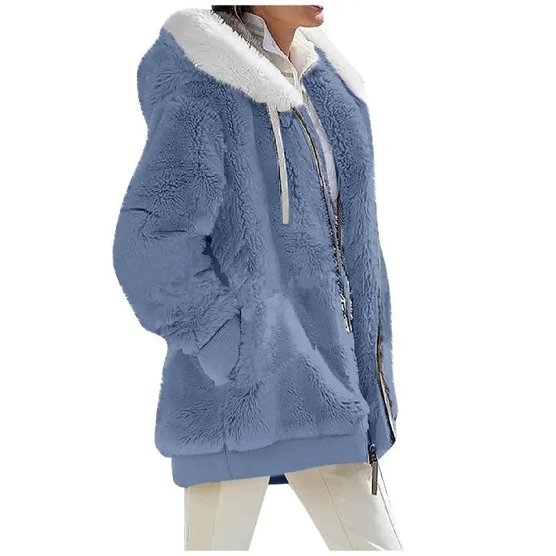 Abrigo informal con capucha y cremallera para mujer, chaq...