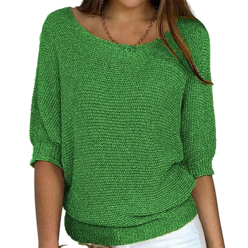 Solid color women's jersey sweater by Corporación Turística, soft knit fabric, long sleeves, comfortable fit, casual style.