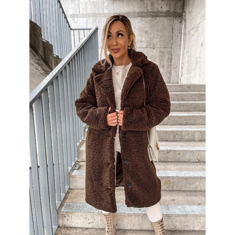 2025 Otoño e Invierno nueva moda abrigo largo de mujer de...