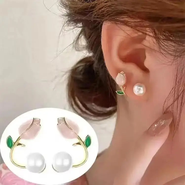 Pendientes de cisne de cristal hueco de aguja de plata 92...