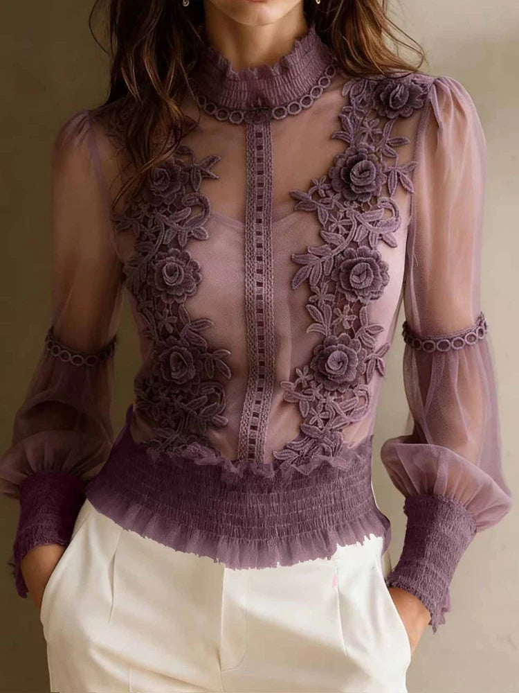 Blusa Elegante de Color Sólido para Primavera/Verano, Blu...