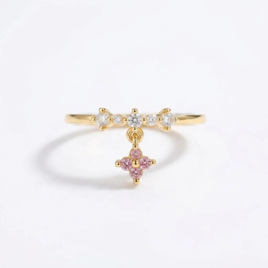Anillo Flor Circon Colorido Ajustable Mujer Moda Vintage Regalo Joyería