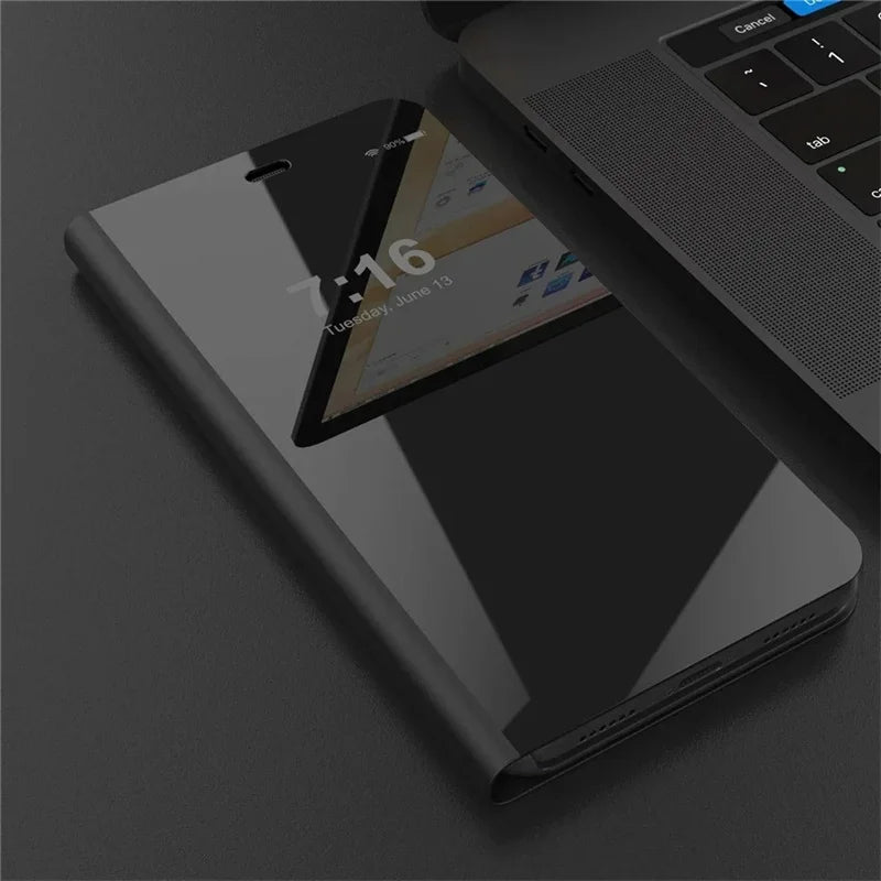 Luxurious Samsung Galaxy phone case with built-in mirror, offering stylish protection and convenience for your device.