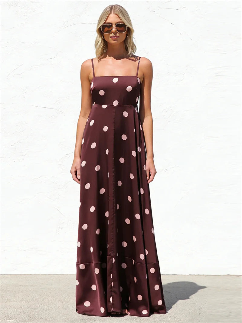 Vestido largo para mujer, vestido de tirantes finos con e...