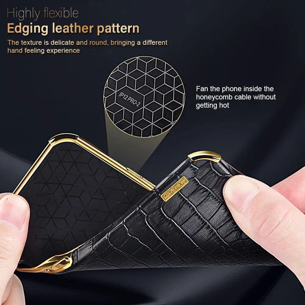 Leather Samsung Galaxy S23 Ultra case with stylish pattern from Corporación Turística, showing the textured exterior and precise cutouts.