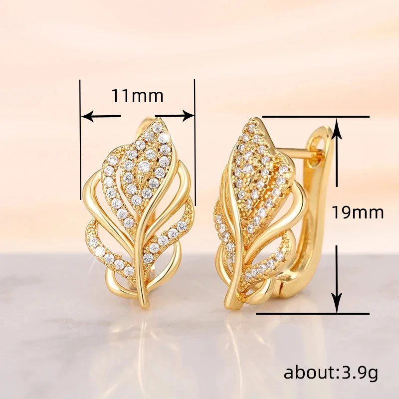 Pendientes de aro Huitan en forma de hoja, pendientes bri...