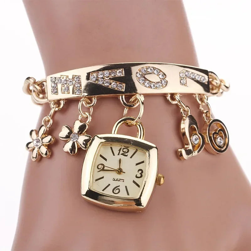 Relojes con letras para mujer, pulsera de cadena con incr...