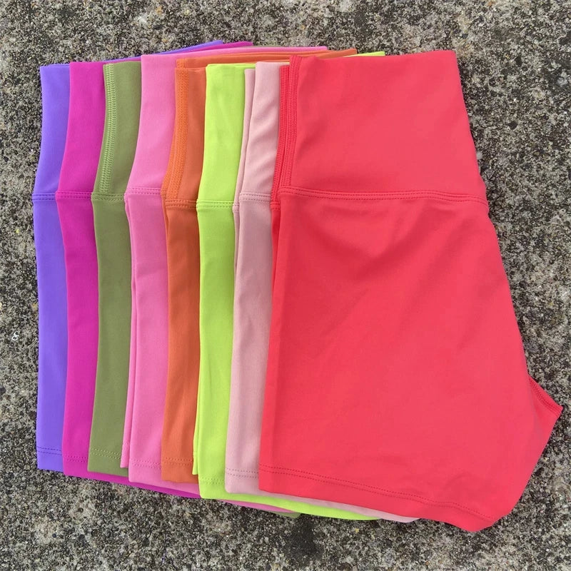 Sexy Color sólido mujeres Fitness deporte corto cintura alta Atlético Yoga pierna corta ciclismo entrenamiento integral correr a prueba de sentadillas - Corporación Turística