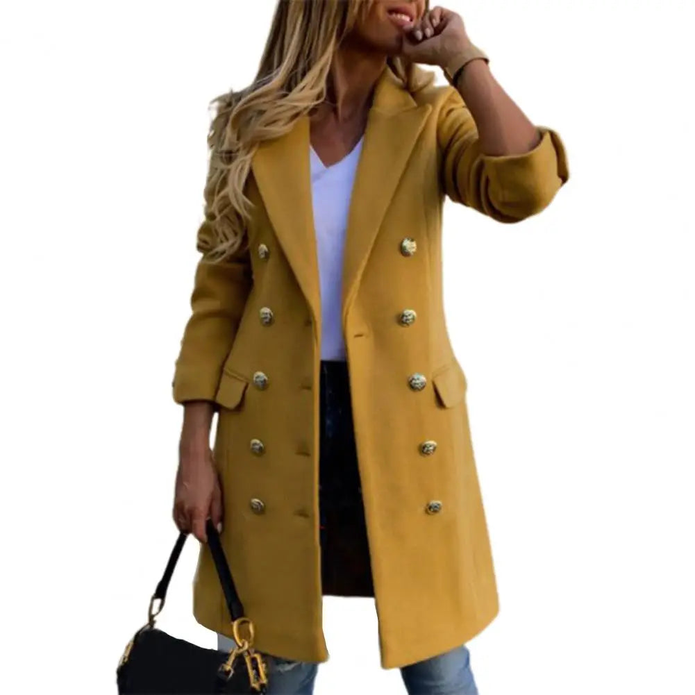 Wool women's coat for autumn and winter with long sleeves, stylish and warm, by Corporación Turística.