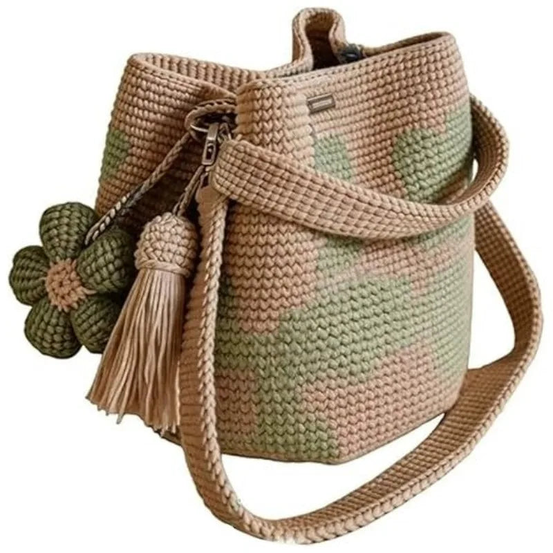 Bolso de mano de ganchillo hecho a mano con flores, carte...