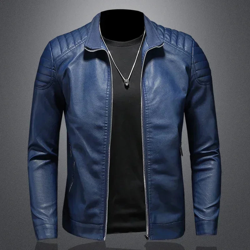 Chaqueta Cuello Alto Hombre - Estilo Casual PU - Primavera Otoño