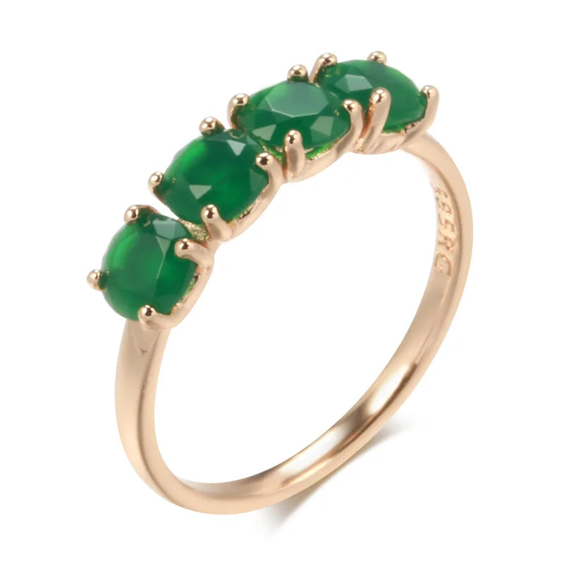 Anillo de Oro Rosa de 18K 100% para Mujer con Esmeralda N...