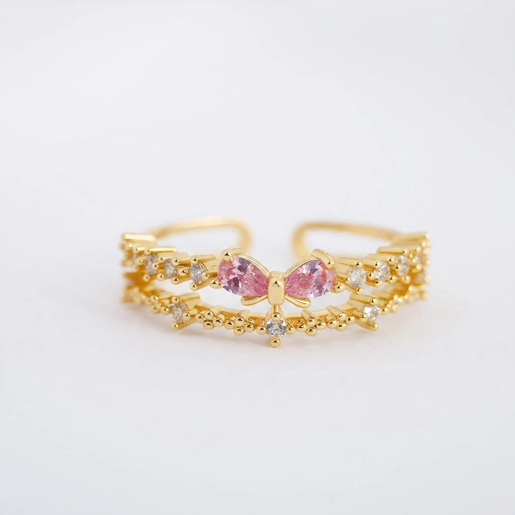Anillo Flor Circon Colorido Ajustable Mujer Moda Vintage Regalo Joyería