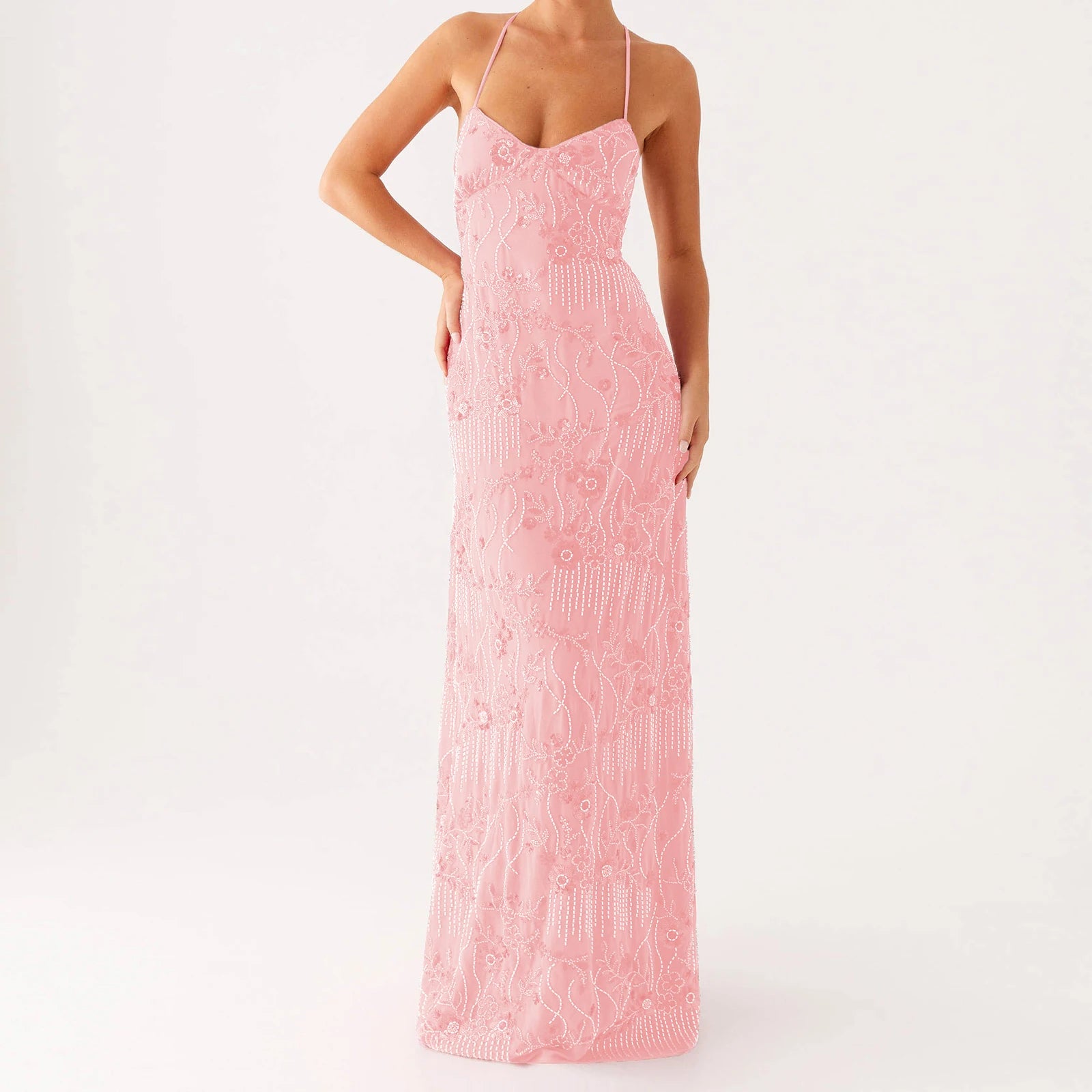 Vestidos largos elegantes con cuentas de lentejuelas para...