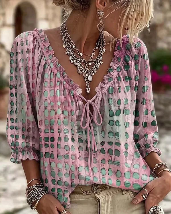 Blusa Verano Mujer Corte Holgado Bohemia Estampada Escote...