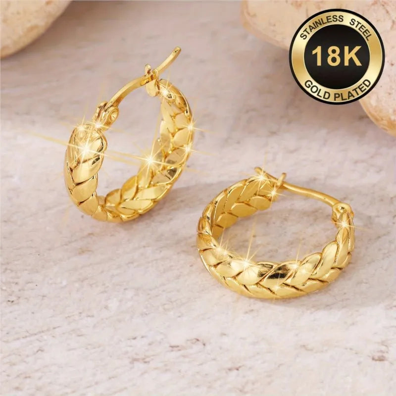 Pendientes de Aro de Acero Inoxidable Chapados en Oro de ...