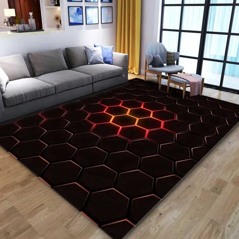 Alfombra Ilusión Óptica 3D Geometría | Antideslizante y Suave