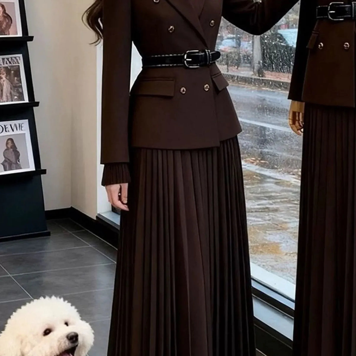 Conjunto de Dos Piezas para Mujer, Color Marrón, Nuevo 20...