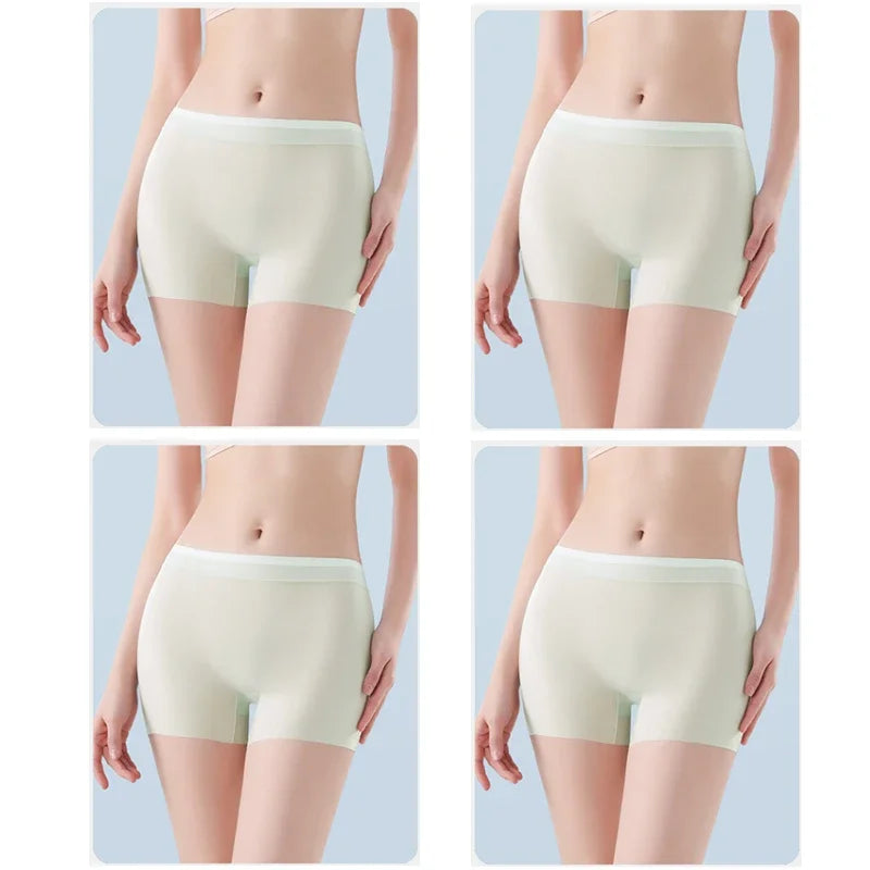 Set of four ultrathin cold silk panties for women by Corporación Turística, shown in soft fabric and comfortable fit.