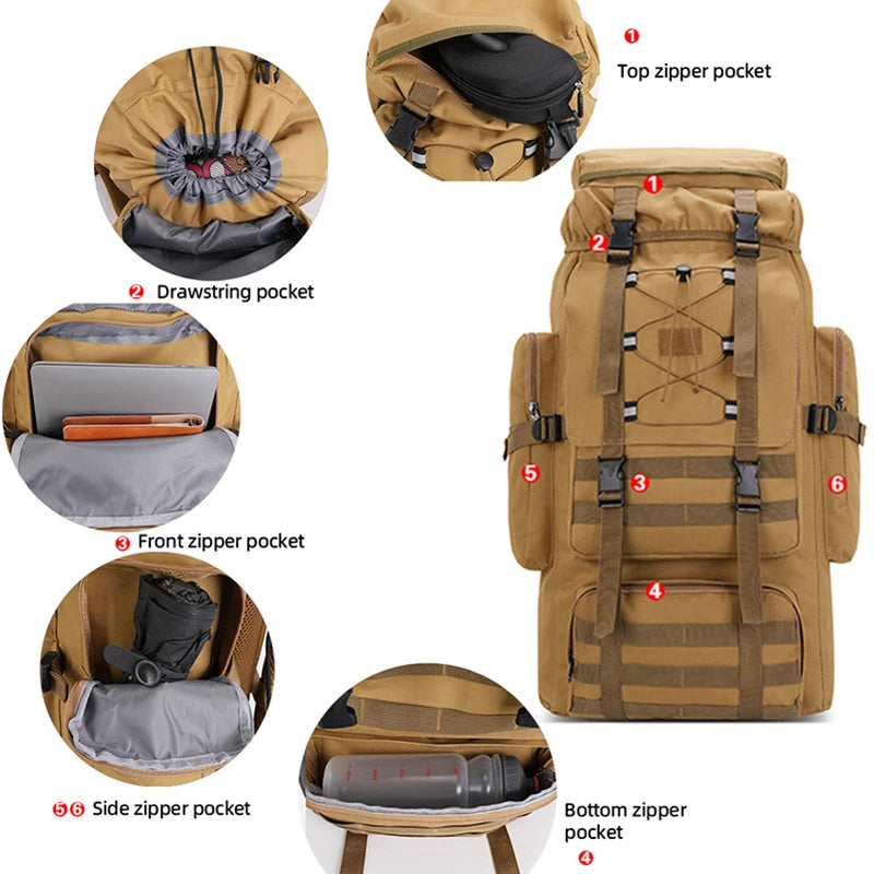 Mochila grande para acampar, bolsa de equipaje de viaje d...