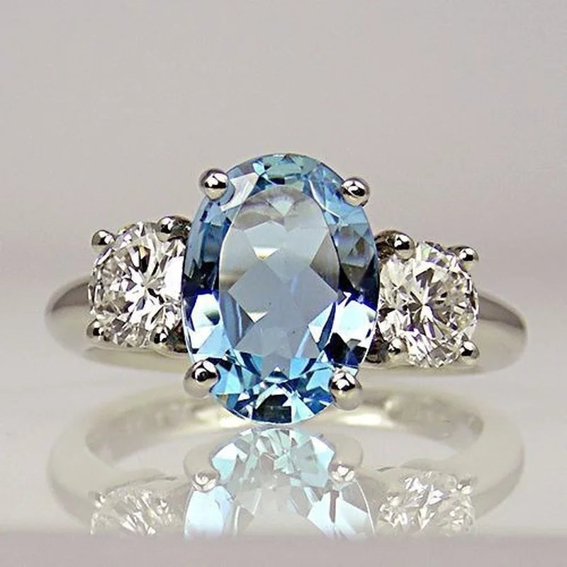 Moda atmosférica, anillos de alta calidad de Aguamarina N...