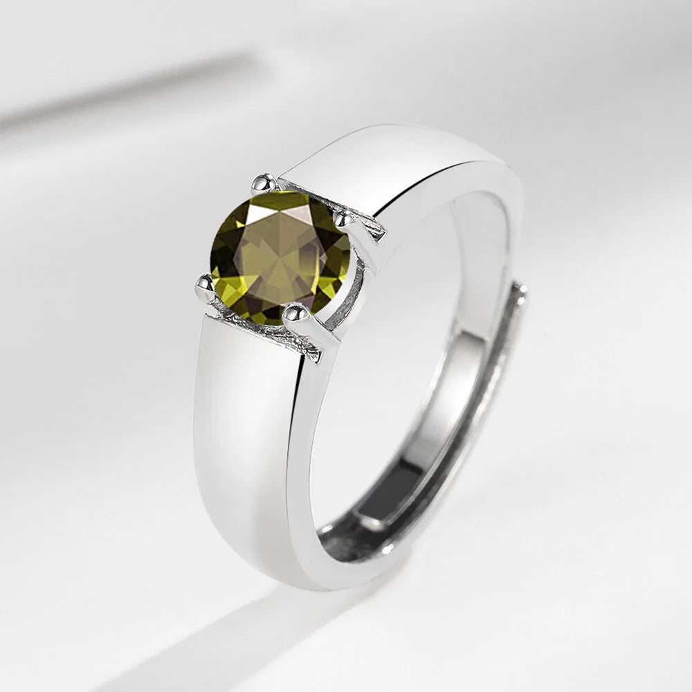 Anillo de Plata de Ley 925 con Moissanita para Hombre, Co...
