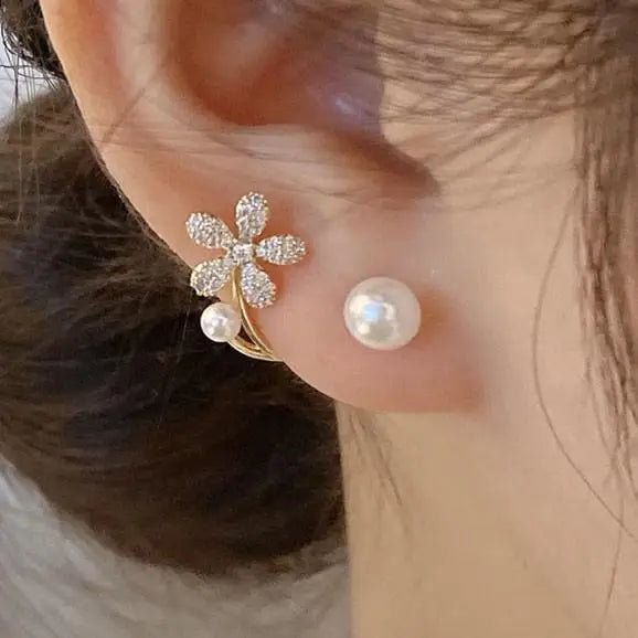 Pendientes de cisne de cristal hueco de aguja de plata 92...