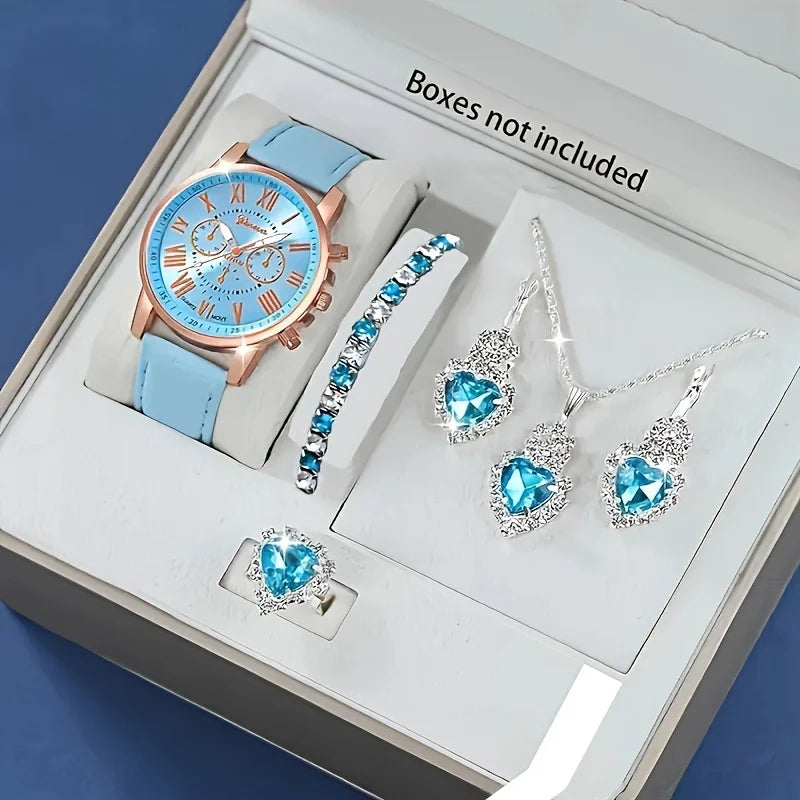 Reloj de Cuarzo de Moda y Conjunto de Joyería, Resistente...