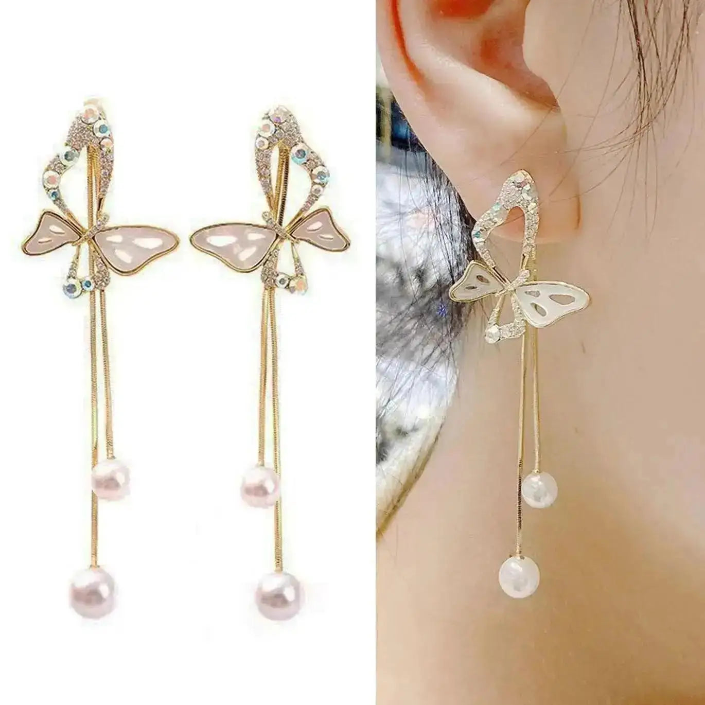 Pendientes de borla de perlas de moda coreana con aguja d...